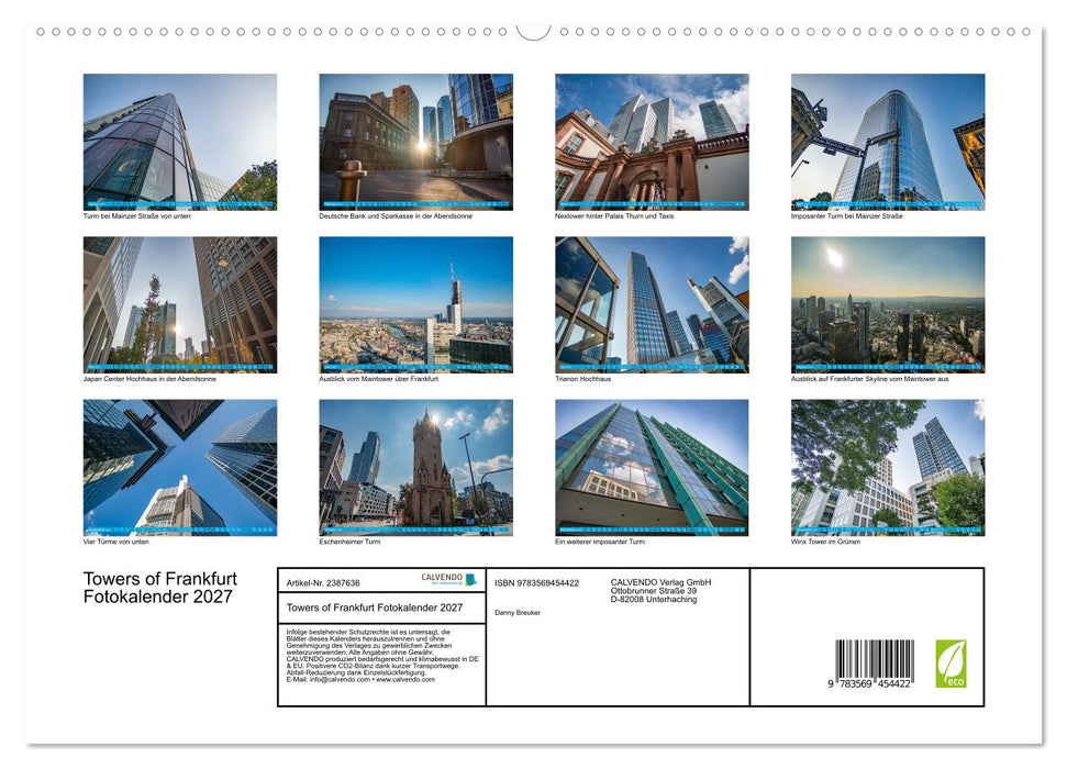 Towers of Frankfurt Fotokalender 2027 (CALVENDO Wandkalender 2027)