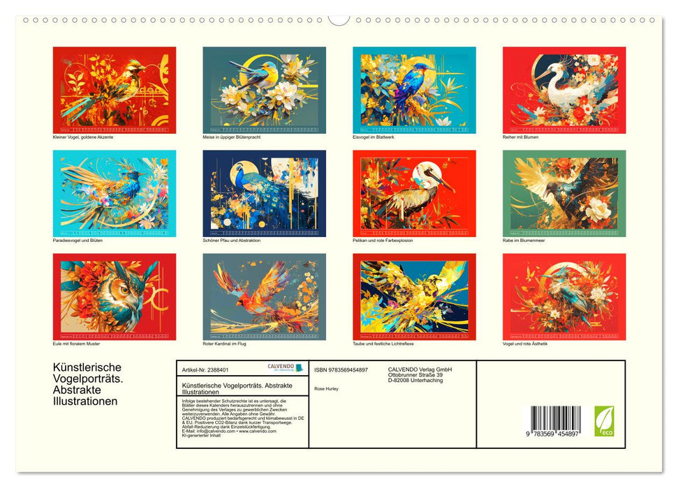 Künstlerische Vogelporträts. Abstrakte Illustrationen (CALVENDO Premium Wandkalender 2027)