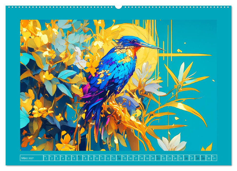 Künstlerische Vogelporträts. Abstrakte Illustrationen (CALVENDO Premium Wandkalender 2027)