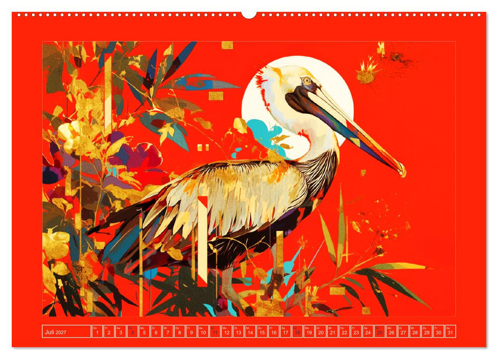 Künstlerische Vogelporträts. Abstrakte Illustrationen (CALVENDO Premium Wandkalender 2027)