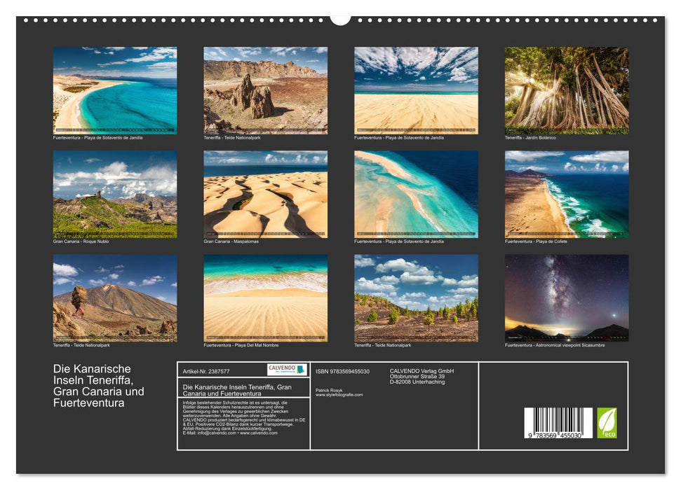 Die Kanarische Inseln Teneriffa, Gran Canaria und Fuerteventura (CALVENDO Premium Wandkalender 2027)