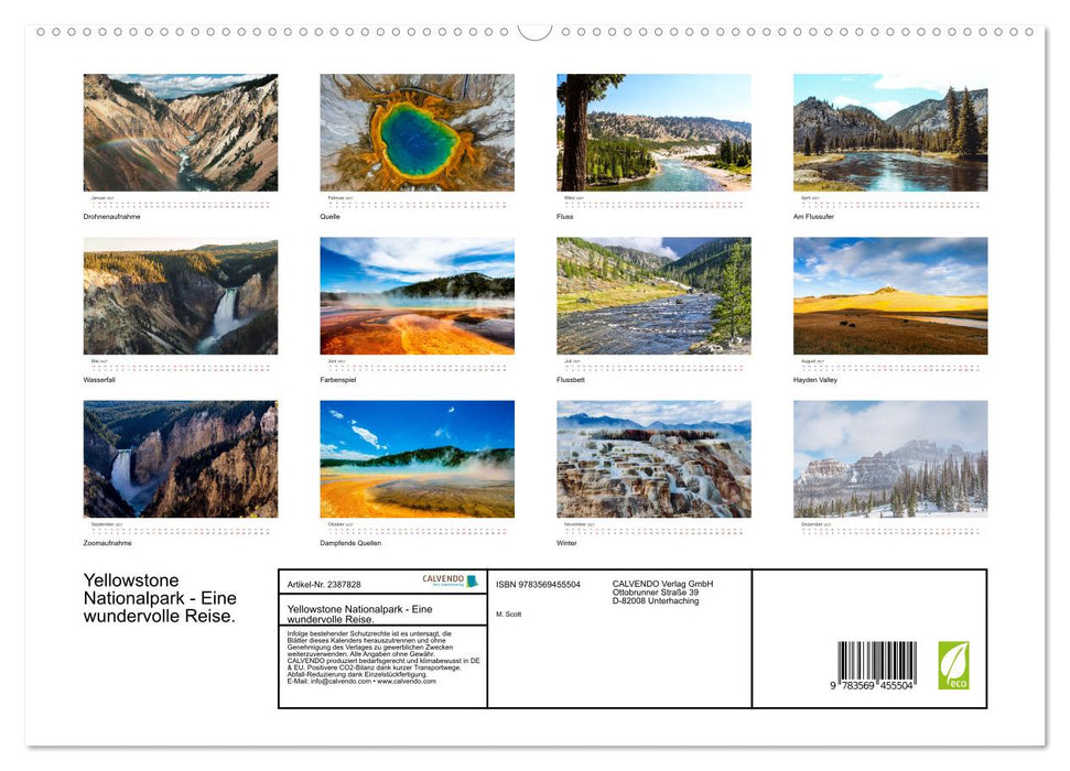 Yellowstone Nationalpark - Eine wundervolle Reise. (CALVENDO Wandkalender 2027)