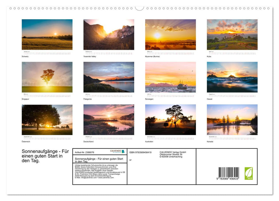 Sonnenaufgänge - Für einen guten Start in den Tag. (CALVENDO Wandkalender 2027)