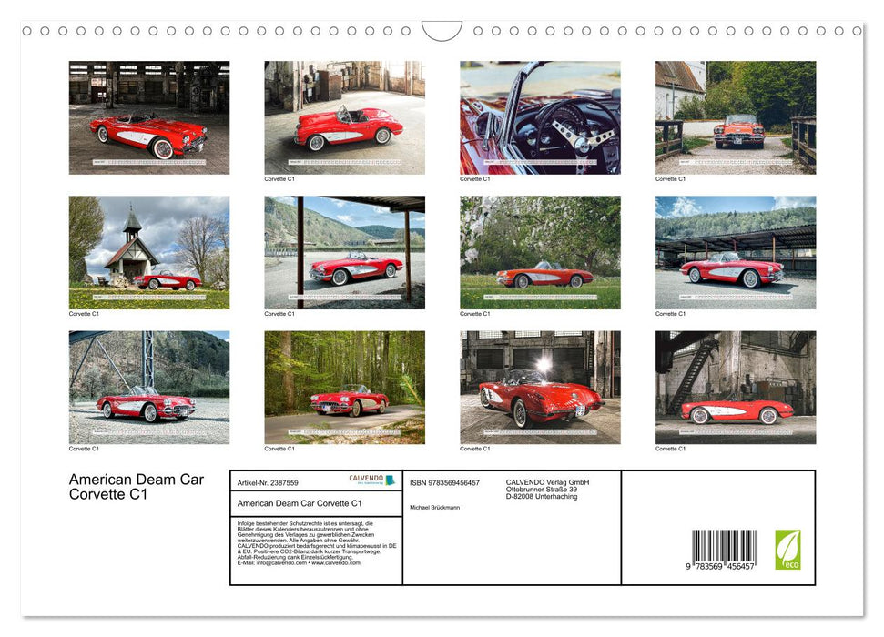 American Deam Car Corvette C1 (CALVENDO Wandkalender 2027)