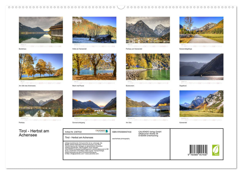 Tirol - Herbst am Achensee (CALVENDO Premium Wandkalender 2027)