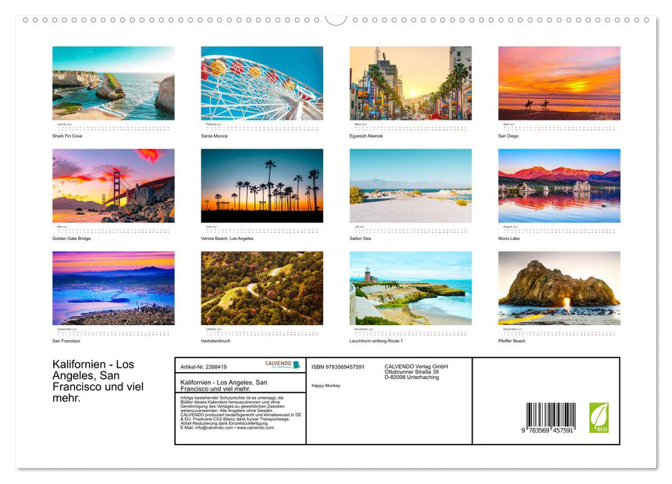 Kalifornien - Los Angeles, San Francisco und viel mehr. (CALVENDO Premium Wandkalender 2027)