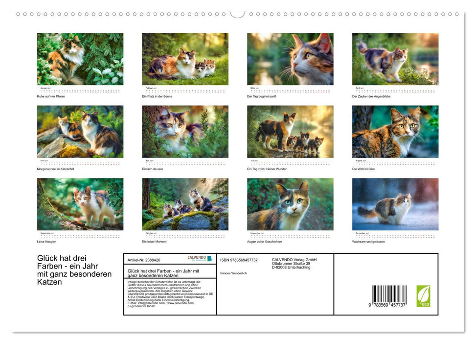 Glück hat drei Farben - ein Jahr mit ganz besonderen Katzen (CALVENDO Premium Wandkalender 2027)