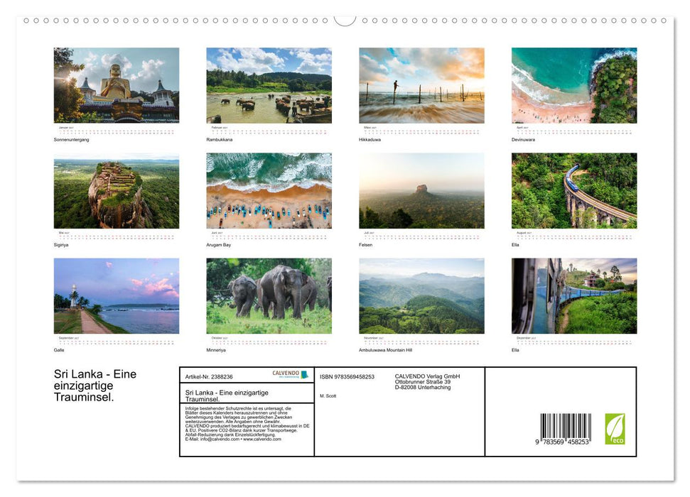 Sri Lanka - Eine einzigartige Trauminsel. (CALVENDO Wandkalender 2027)