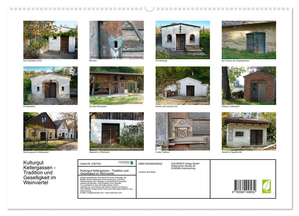 Kulturgut Kellergassen - Tradition und Geselligkeit im Weinviertel (CALVENDO Wandkalender 2027)