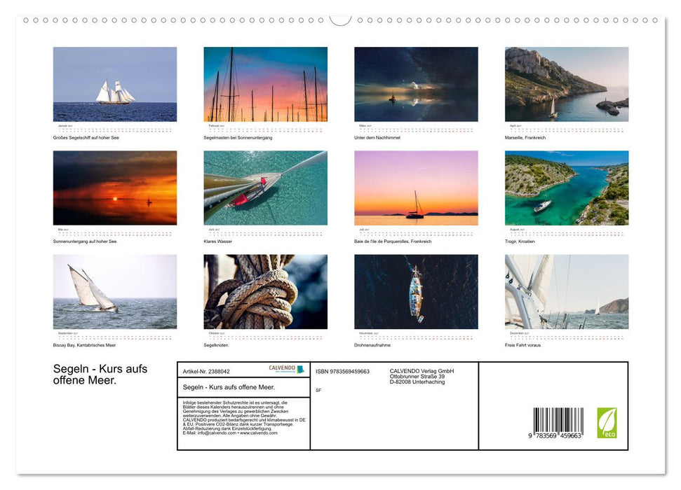 Segeln - Kurs aufs offene Meer. (CALVENDO Premium Wandkalender 2027)