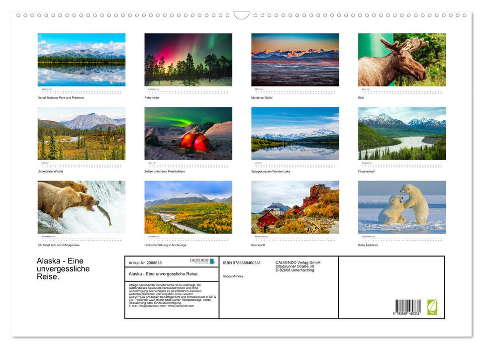 Alaska - Eine unvergessliche Reise. (CALVENDO Wandkalender 2027)