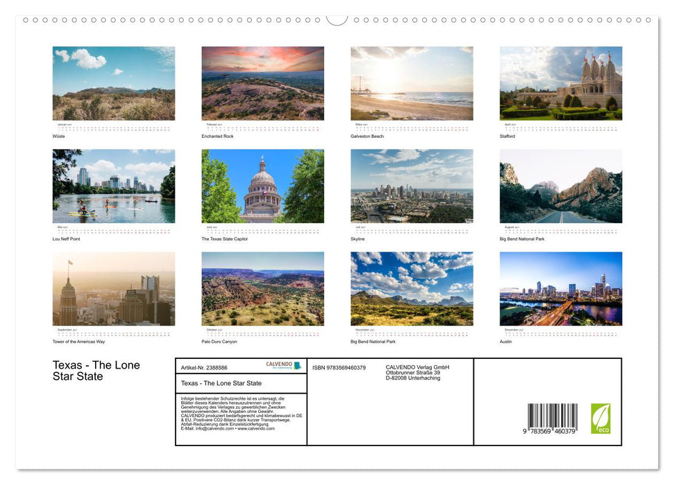 Texas - The Lone Star State (CALVENDO Premium Wandkalender 2027)