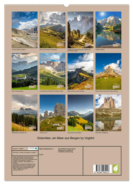Dolomiten, ein Meer aus Bergen by VogtArt (CALVENDO Premium Wandkalender 2027)