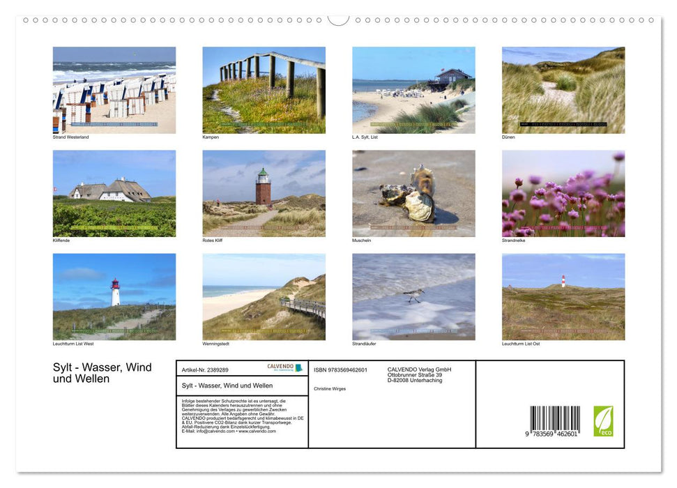 Sylt - Wasser, Wind und Wellen (CALVENDO Wandkalender 2027)