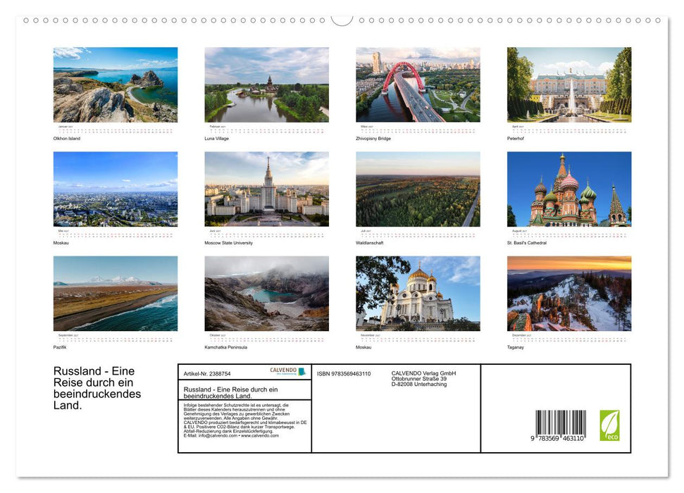 Russland - Eine Reise durch ein beeindruckendes Land. (CALVENDO Wandkalender 2027)