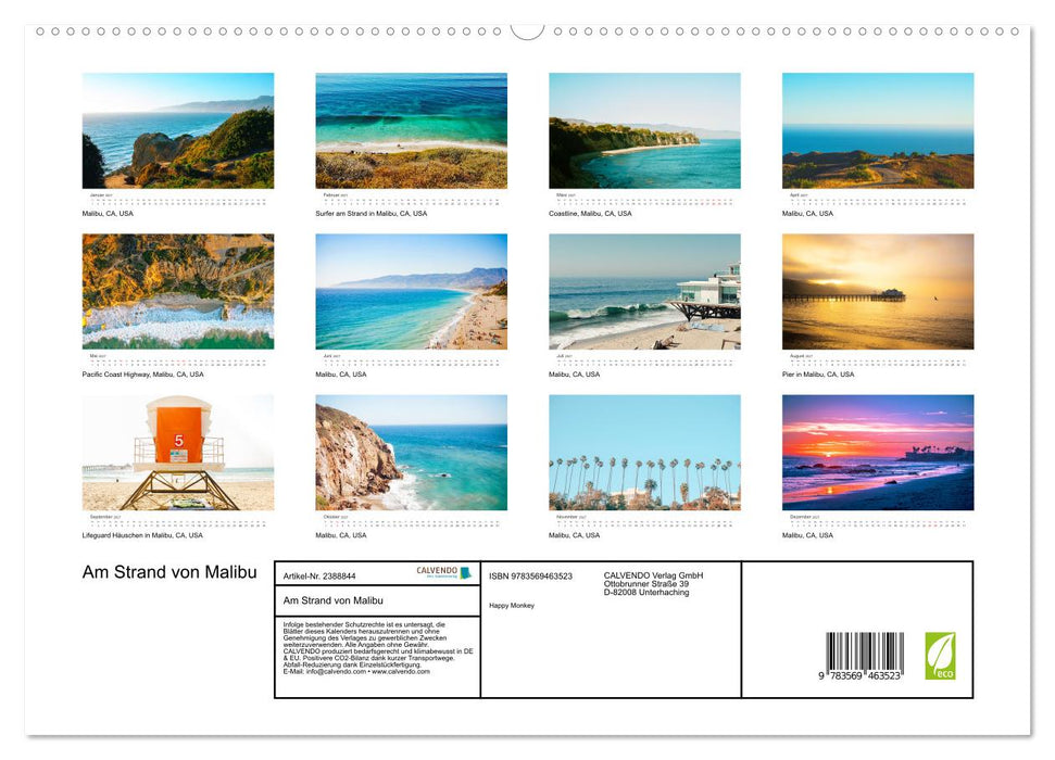 Am Strand von Malibu (CALVENDO Premium Wandkalender 2027)