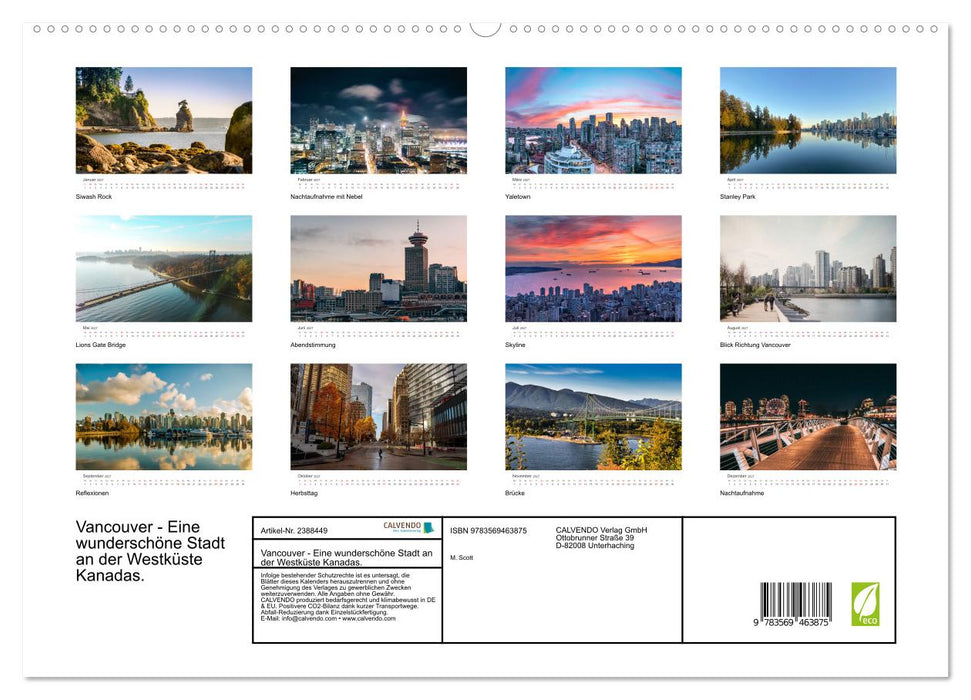 Vancouver - Eine wunderschöne Stadt an der Westküste Kanadas. (CALVENDO Wandkalender 2027)