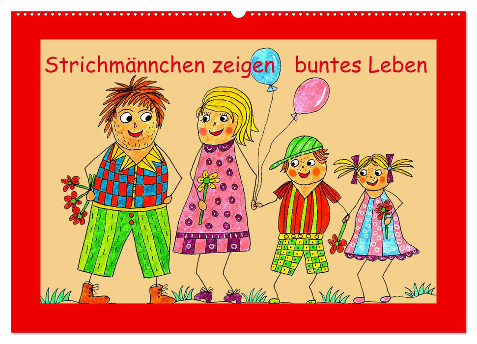 Strichmännchen zeigen buntes Leben (CALVENDO Wandkalender 2027)
