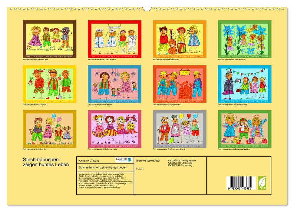 Strichmännchen zeigen buntes Leben (CALVENDO Wandkalender 2027)