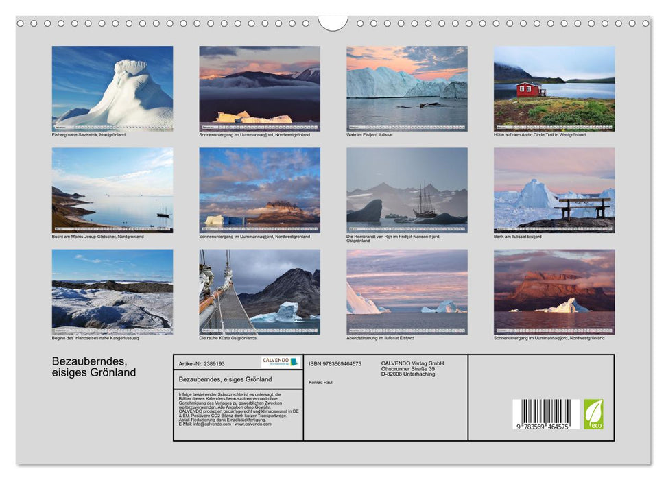 Bezauberndes, eisiges Grönland (CALVENDO Wandkalender 2027)