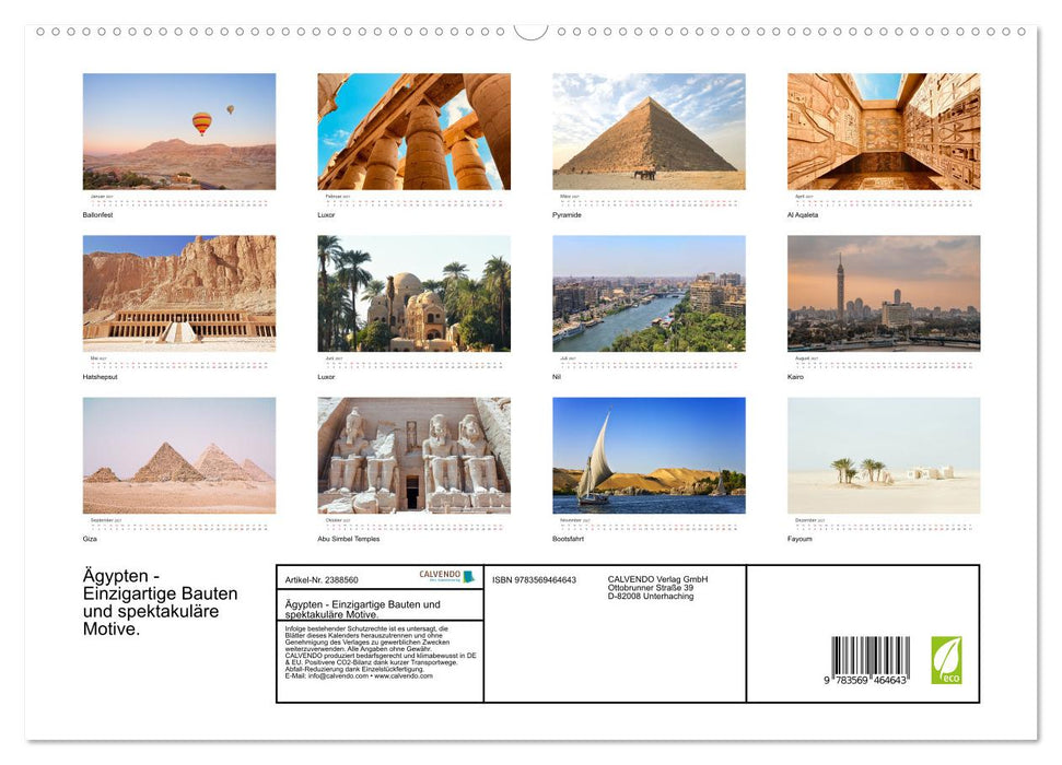 Ägypten - Einzigartige Bauten und spektakuläre Motive. (CALVENDO Premium Wandkalender 2027)
