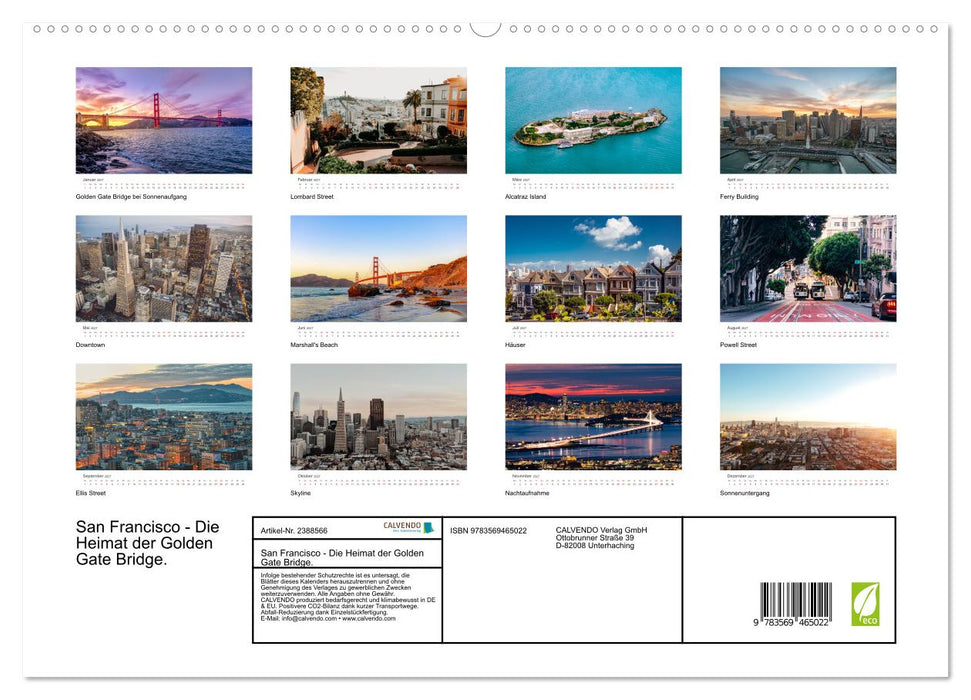 San Francisco - Die Heimat der Golden Gate Bridge. (CALVENDO Premium Wandkalender 2027)