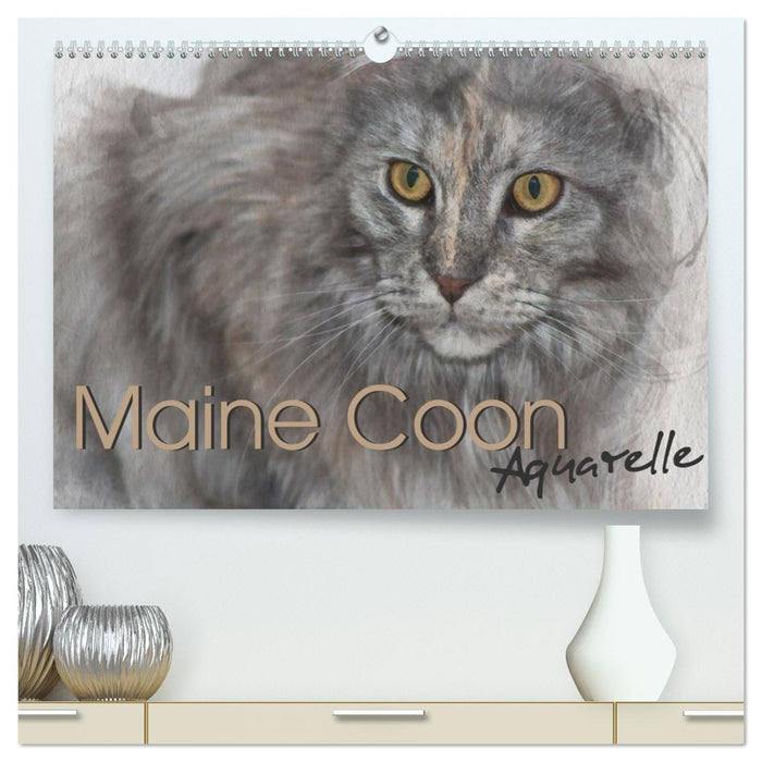 Maine Coon Aquarelle (CALVENDO Premium Wandkalender 2027)