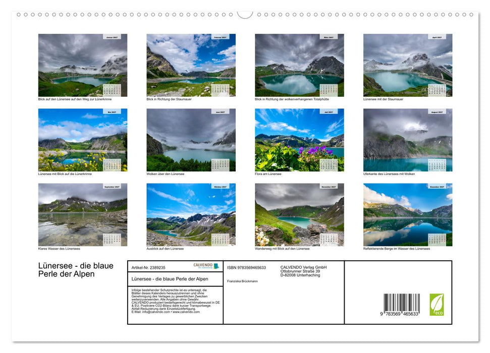 Lünersee - die blaue Perle der Alpen (CALVENDO Premium Wandkalender 2027)