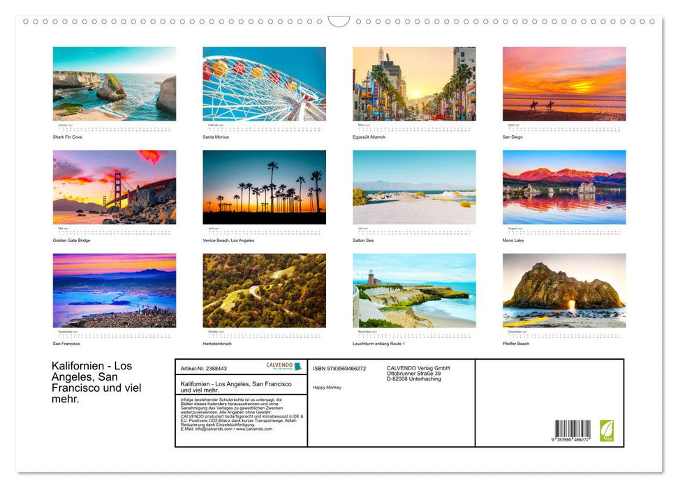Kalifornien - Los Angeles, San Francisco und viel mehr. (CALVENDO Wandkalender 2027)