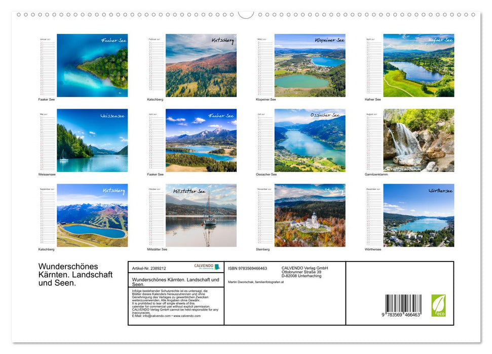 Wunderschönes Kärnten. Landschaft und Seen. (CALVENDO Wandkalender 2027)
