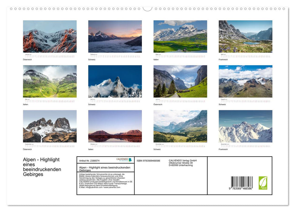 Alpen - Highlight eines beeindruckenden Gebirges (CALVENDO Wandkalender 2027)