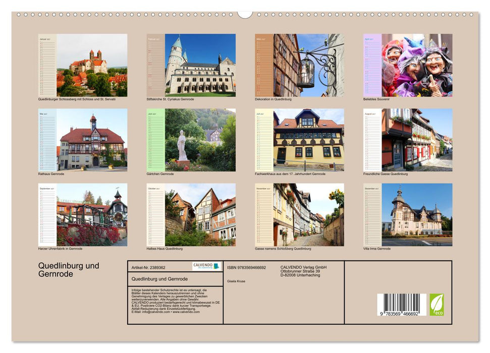 Quedlinburg und Gernrode (CALVENDO Premium Wandkalender 2027)