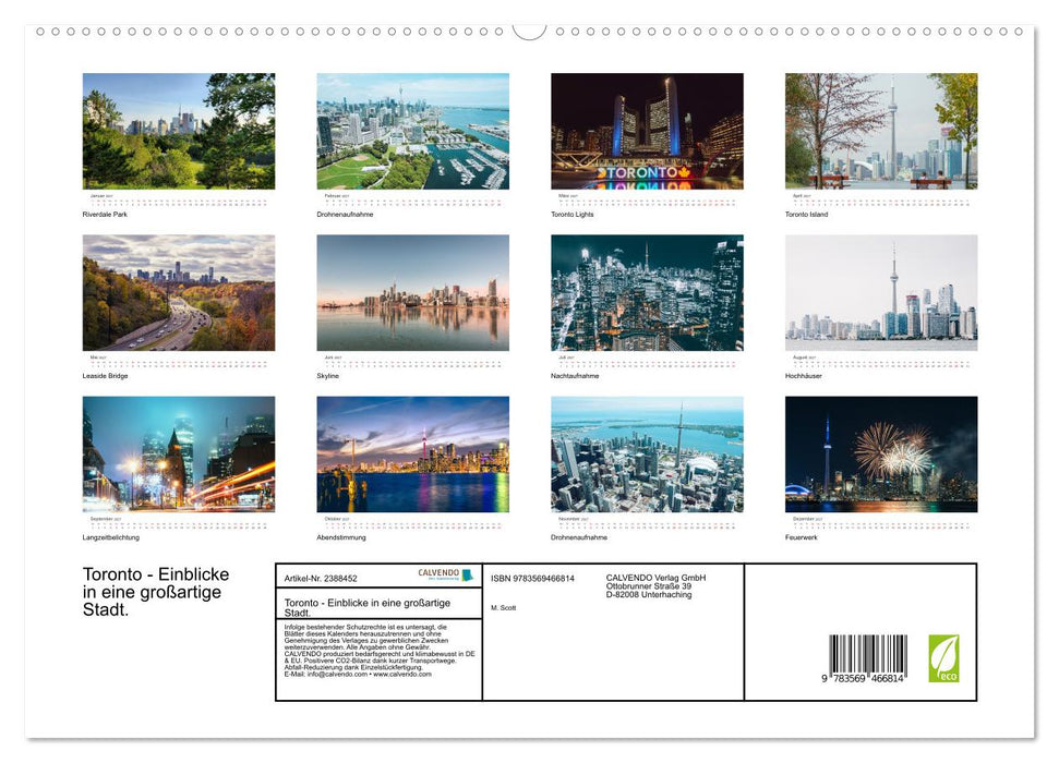 Toronto - Einblicke in eine großartige Stadt. (CALVENDO Wandkalender 2027)