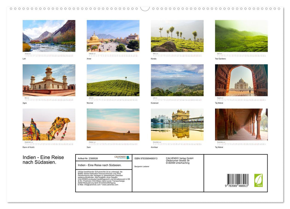 Indien - Eine Reise nach Südasien. (CALVENDO Wandkalender 2027)