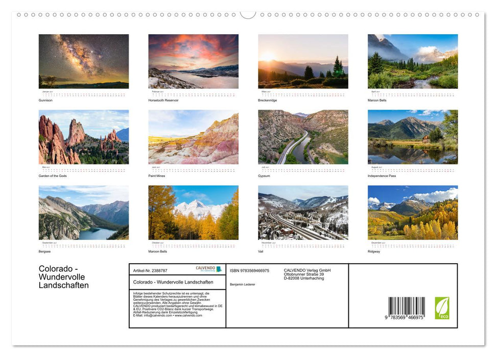Colorado - Wundervolle Landschaften (CALVENDO Wandkalender 2027)