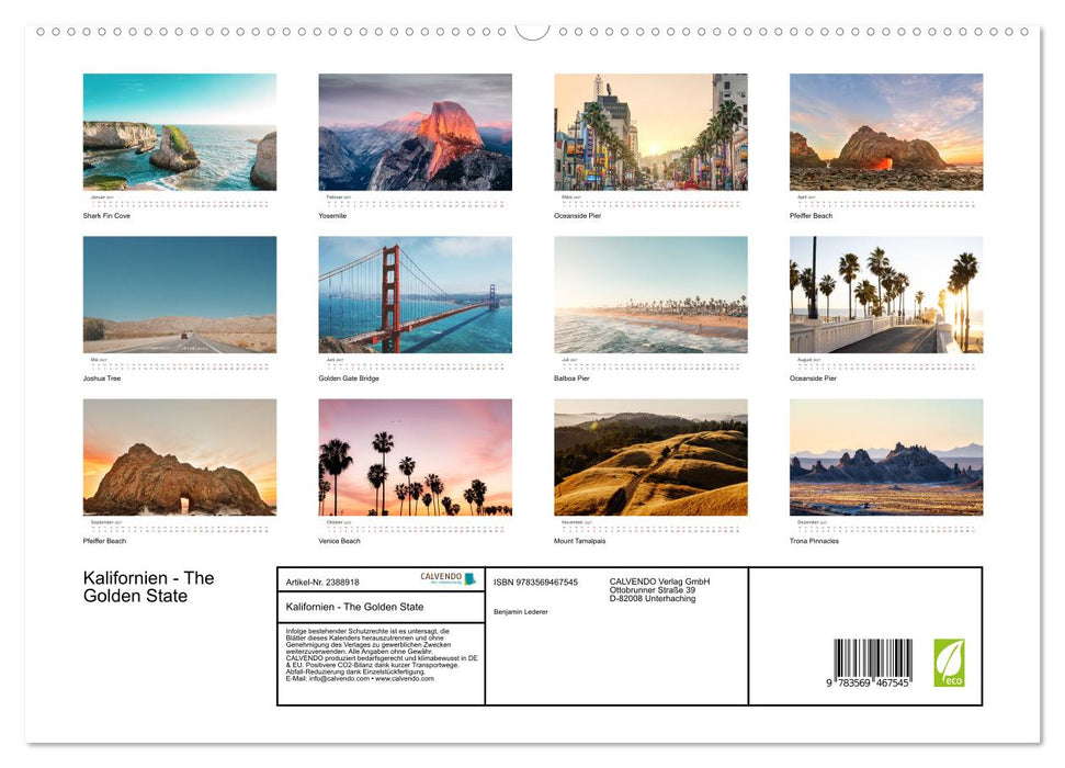 Kalifornien - The Golden State (CALVENDO Wandkalender 2027)