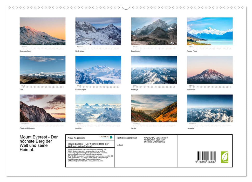Mount Everest - Der höchste Berg der Welt und seine Heimat. (CALVENDO Wandkalender 2027)