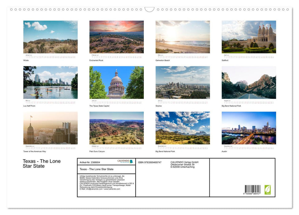 Texas - The Lone Star State (CALVENDO Wandkalender 2027)