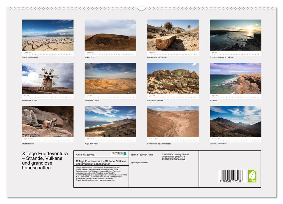 X Tage Fuerteventura – Strände, Vulkane und grandiose Landschaften (CALVENDO Wandkalender 2027)