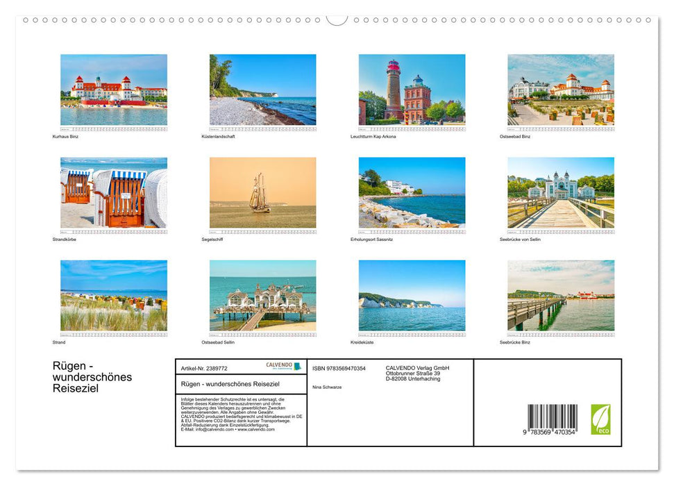 Rügen - wunderschönes Reiseziel (CALVENDO Premium Wandkalender 2027)