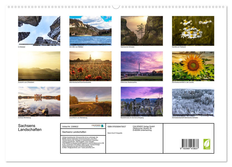 Sachsens Landschaften (CALVENDO Wandkalender 2027)