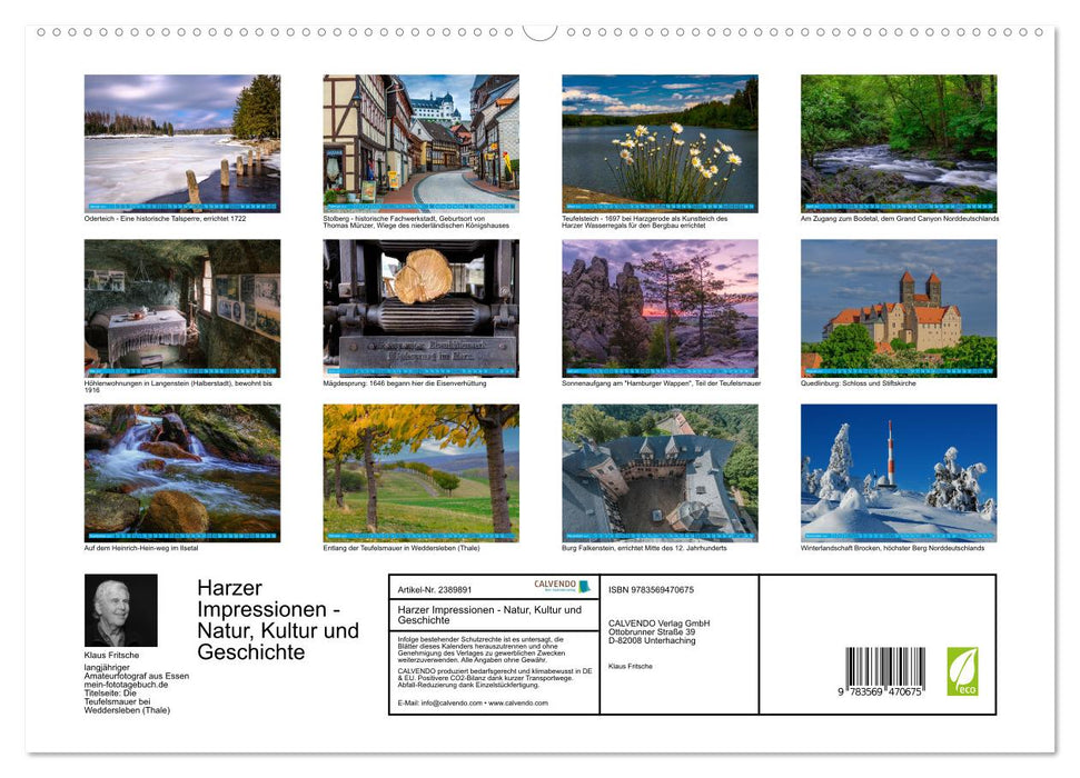 Harzer Impressionen - Natur, Kultur und Geschichte (CALVENDO Premium Wandkalender 2027)