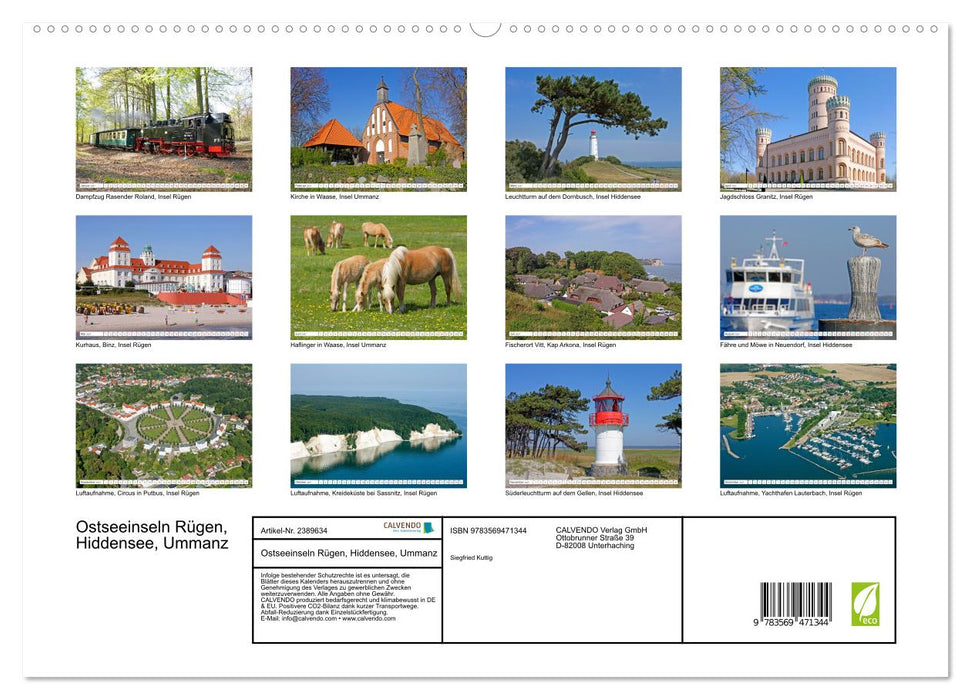 Ostseeinseln Rügen, Hiddensee, Ummanz (CALVENDO Premium Wandkalender 2027)