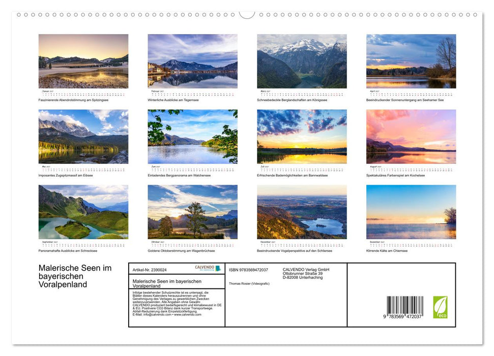 Malerische Seen im bayerischen Voralpenland (CALVENDO Premium Wandkalender 2027)