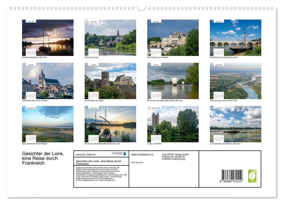 Gesichter der Loire, eine Reise durch Frankreich (CALVENDO Wandkalender 2027)