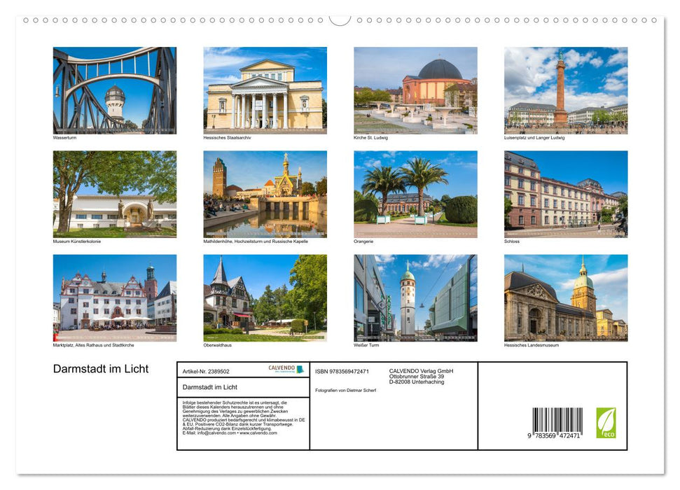 Darmstadt im Licht (CALVENDO Premium Wandkalender 2027)