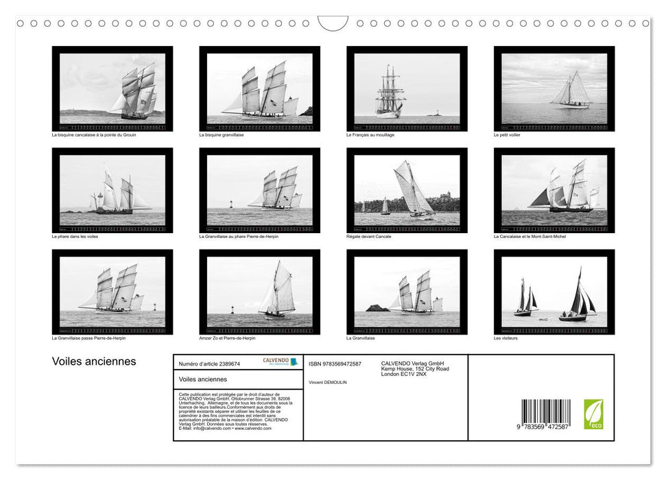 Voiles anciennes (CALVENDO Calendrier mensuel 2027)