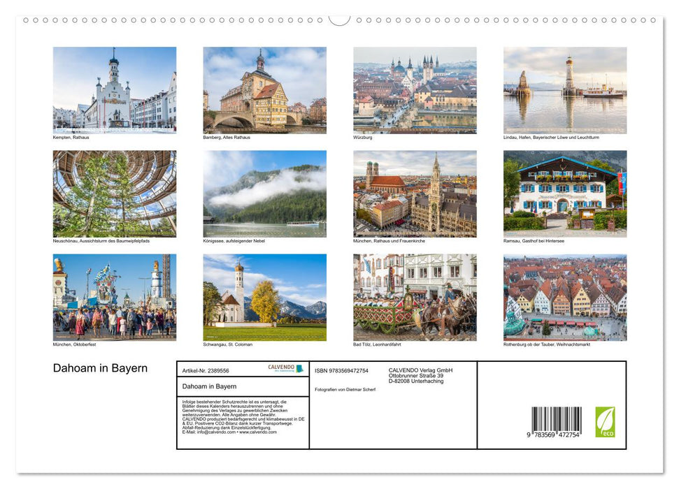 Dahoam in Bayern (CALVENDO Wandkalender 2027)