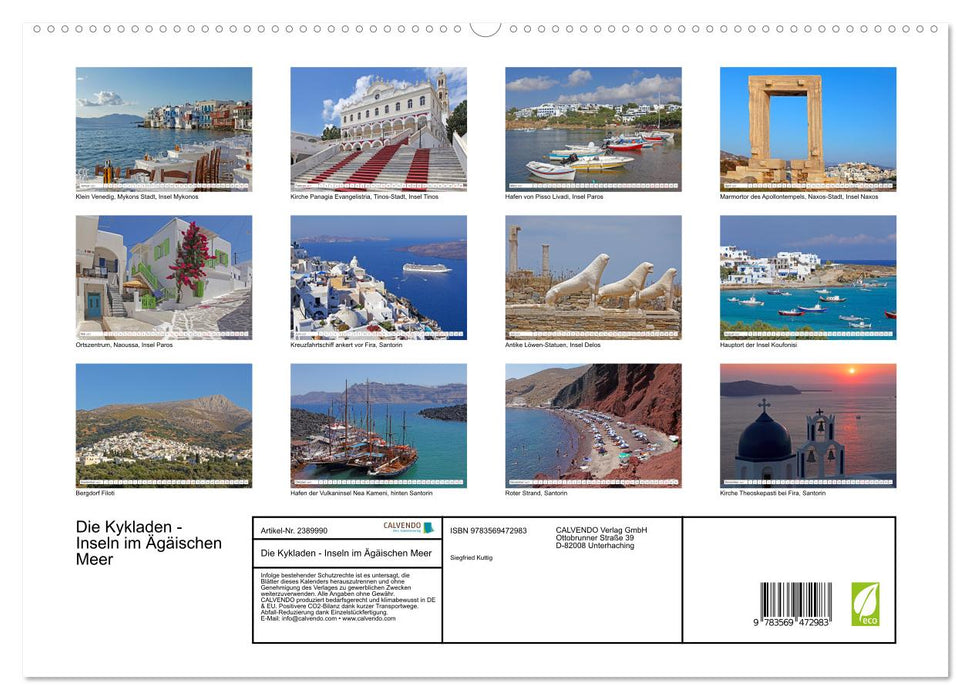 Die Kykladen - Inseln im Ägäischen Meer (CALVENDO Wandkalender 2027)