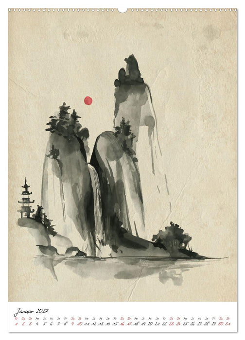 Sumi-e Kunst im japanischen Stil (CALVENDO Premium Wandkalender 2027)